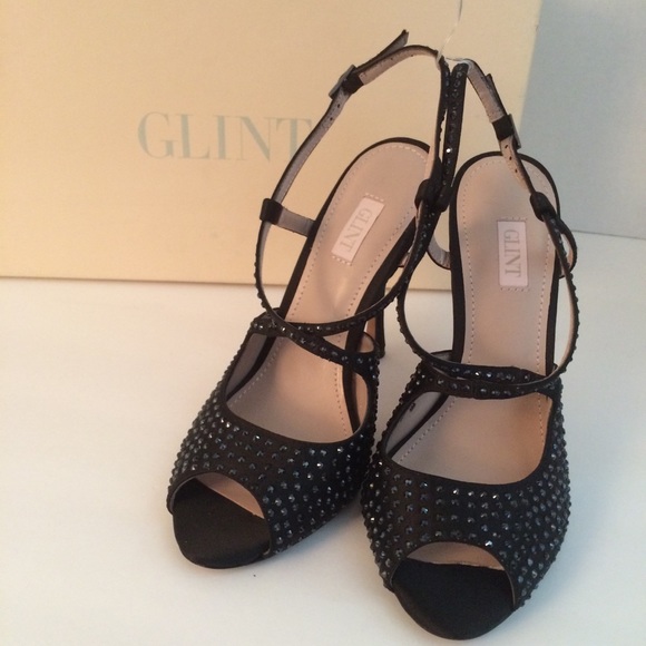 Crystal Encrusted Peep Toe Sandal-Size 5 - Picture 2 of 8